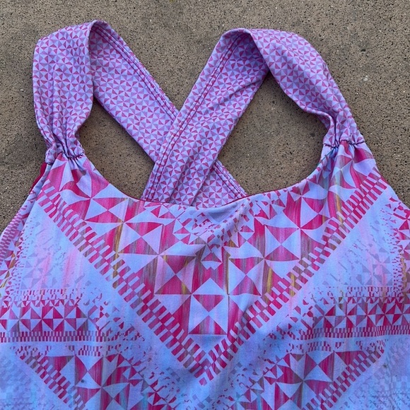 PrAna Pink Geo Pattern Bra Lined Active Yoga Workout Tank Top Women's Size S - Picture 2 of 6